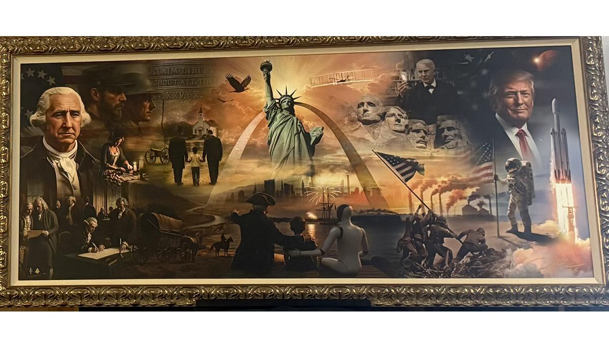 Photo of Donald Trump posted this AI-generated 'painting' on Truth Social.