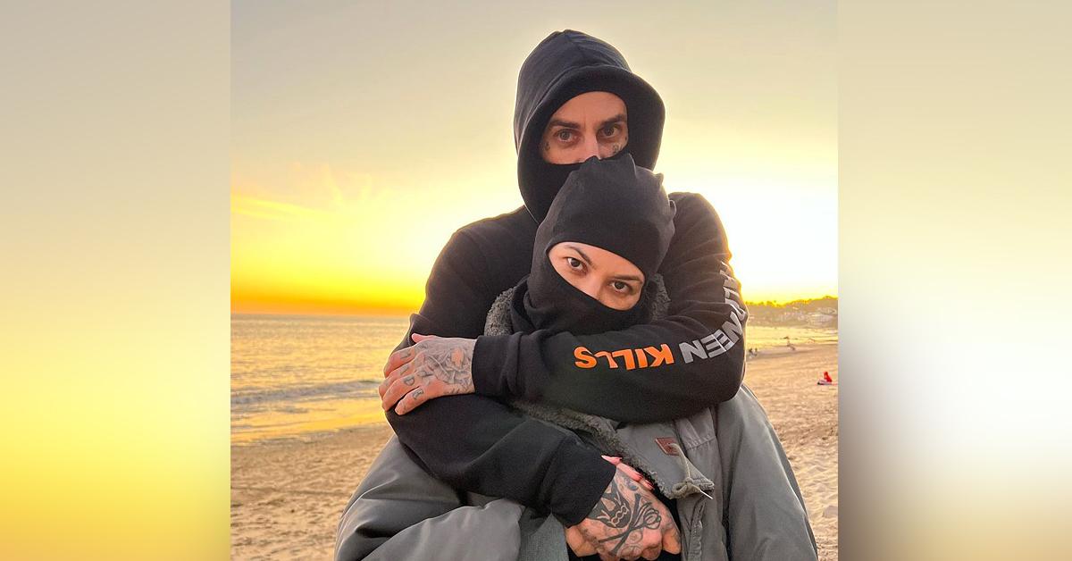 Kourtney Kardashian & Travis Barker Take Penelope & Reign To The Beach