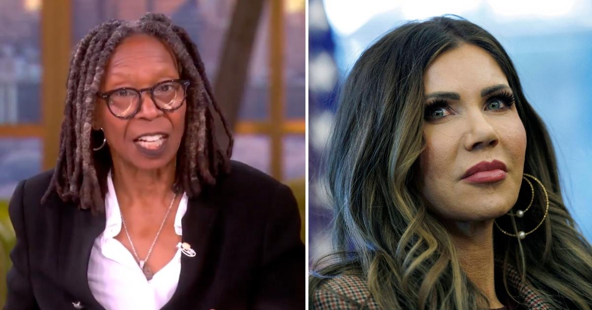 Split photo of Whoopi Goldberg and Kristi Noem