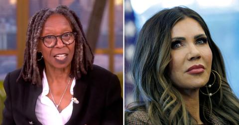 Split photo of Whoopi Goldberg and Kristi Noem