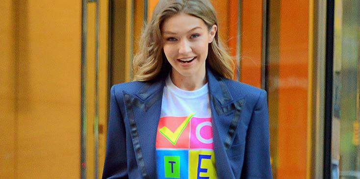 Gigi hadid vote t shirt nyc pics