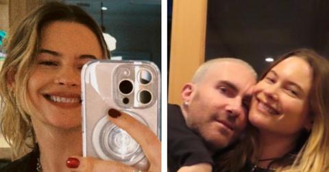 Composite photo of Behati Prinsloo and Adam Levine.