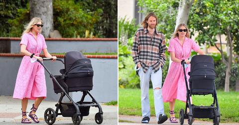 elsa hosk steps out for coffee with her husband and daughter