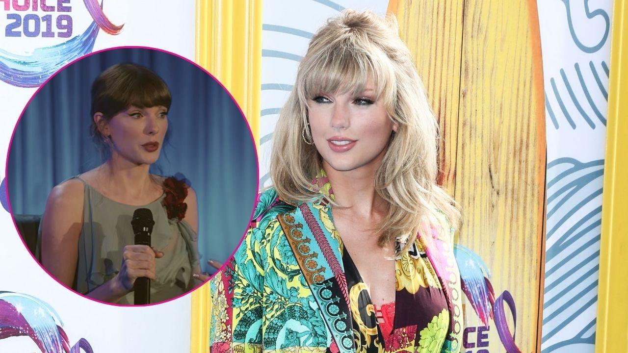 Split photo of Taylor Swift
