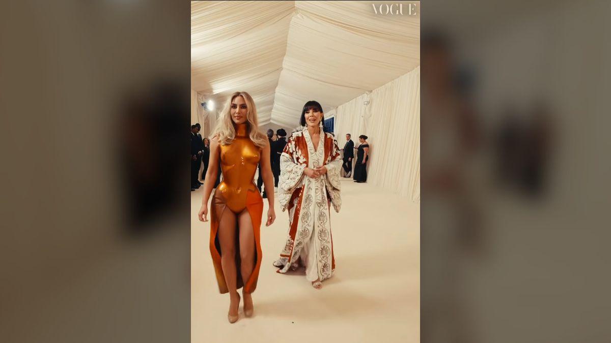 Photo of Kim Kardashian turned heads in a sculpted bodysuit while attending the 2026 Met Gala.