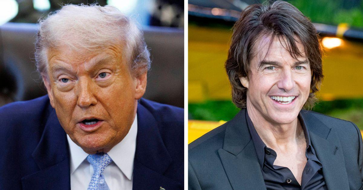 split photo of donald trump and tom cruise