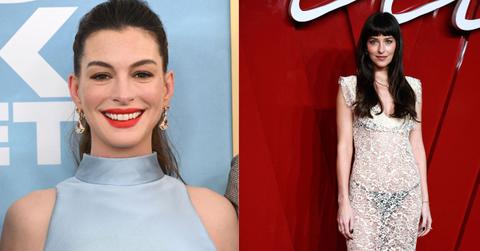 Split Image Anne Hathaway and Dakota Johnson
