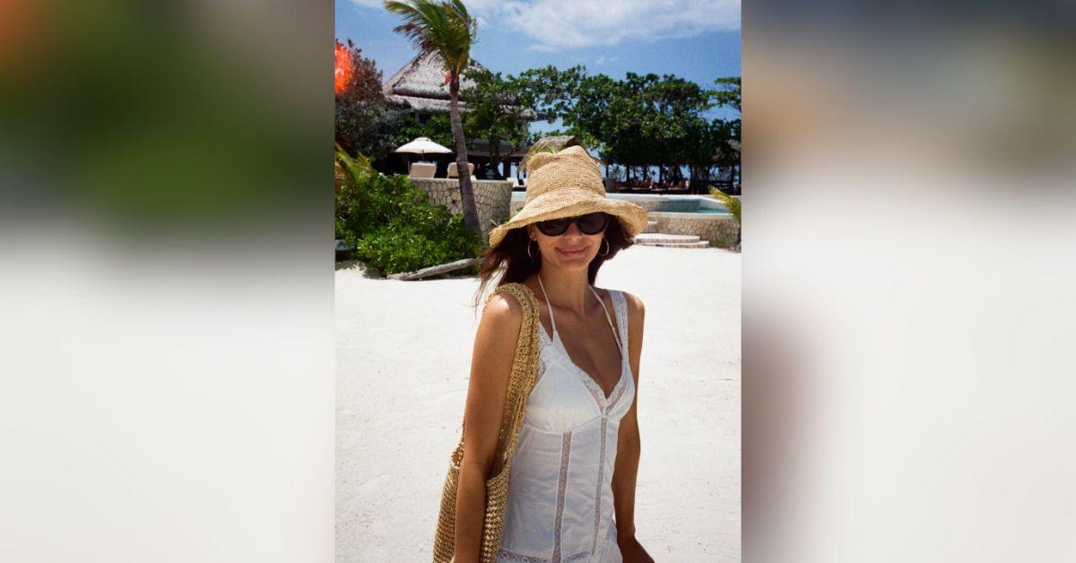 image of The actress showed off her toned figure in a cream-colored string bikini and beachwear looks.
