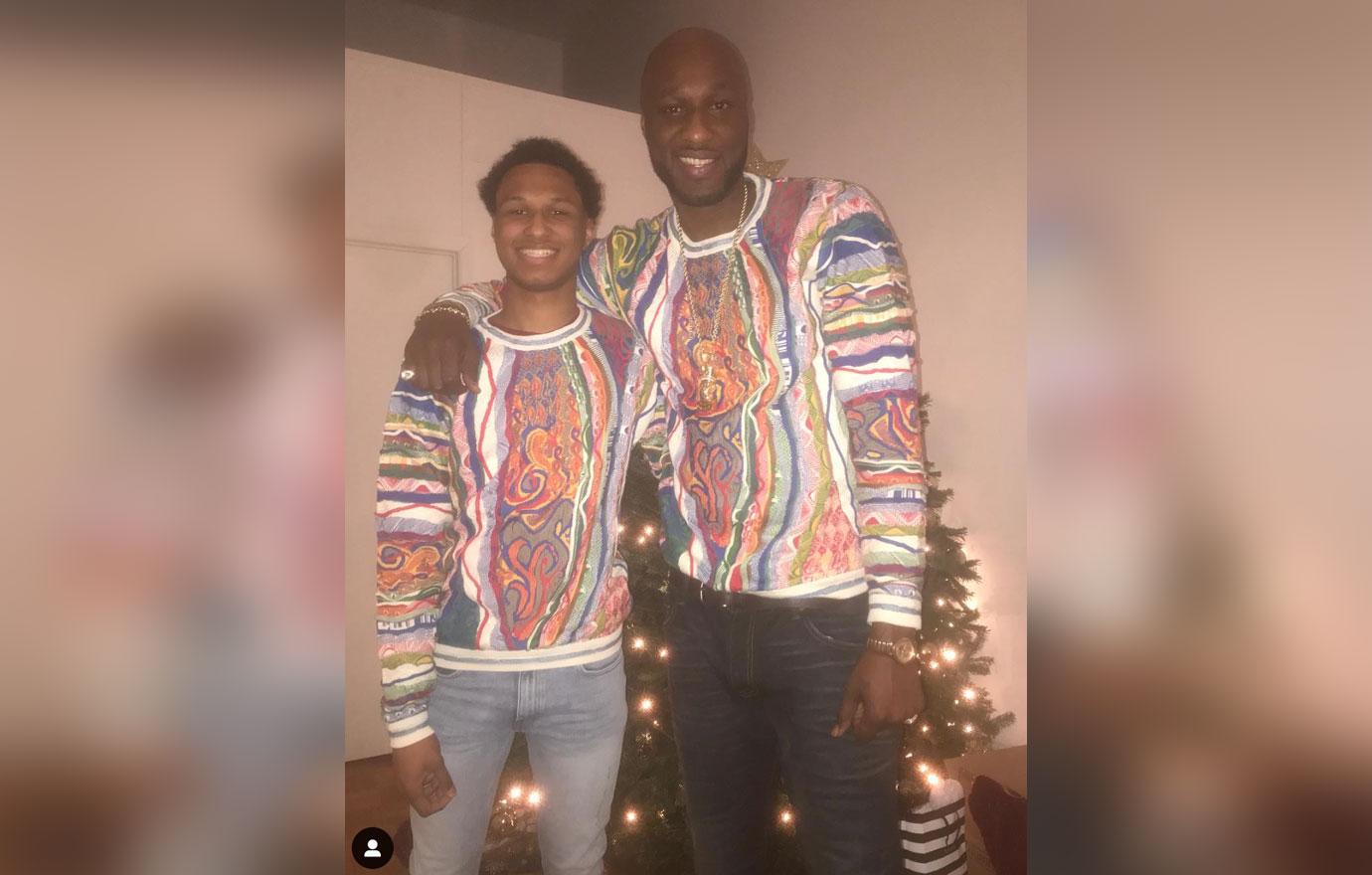 Lamar Odom And Son In Sweaters Engagement