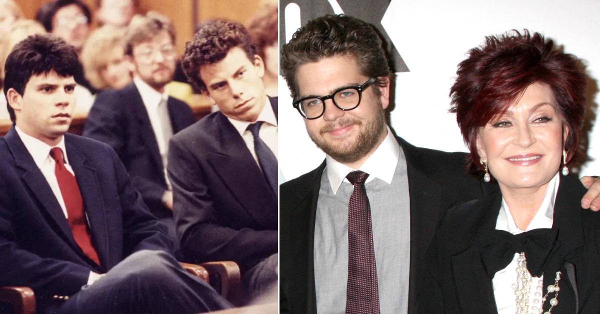 Photo of Erik and Lyle Menendez; picture of Sharon and Jack Osbourne.