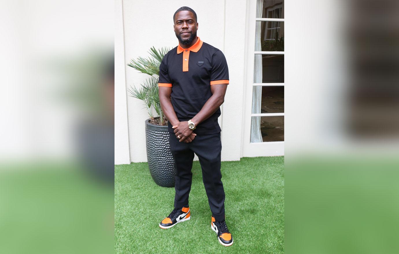 Kevin Hart Wearing Orange Trim Button Down