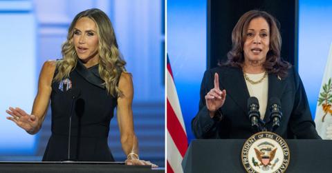 Composite photo of Lara Trump and Kamala Harris