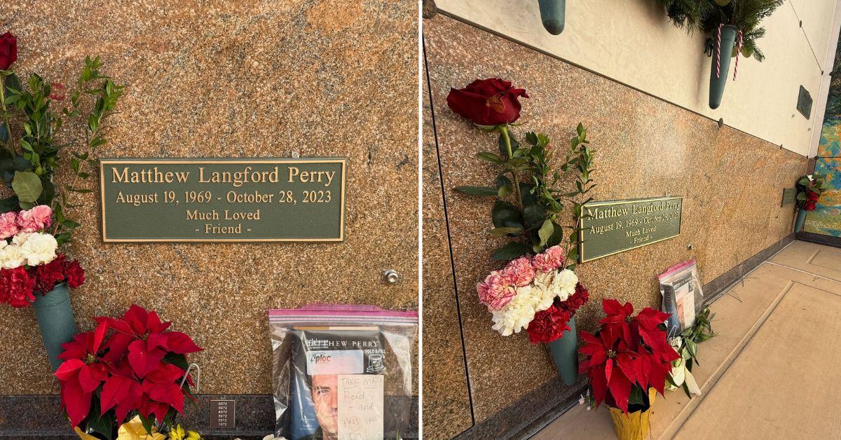 Photo of Matthew Perry's crypt is located in a private, gated-off section in a Hollywood Hills cemetery.