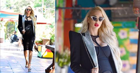 christine quinn leaves grocery store after filming in la