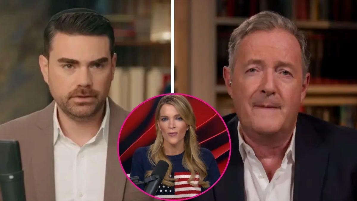 composite photo of ben shapiro, piers morgan and megyn kelly