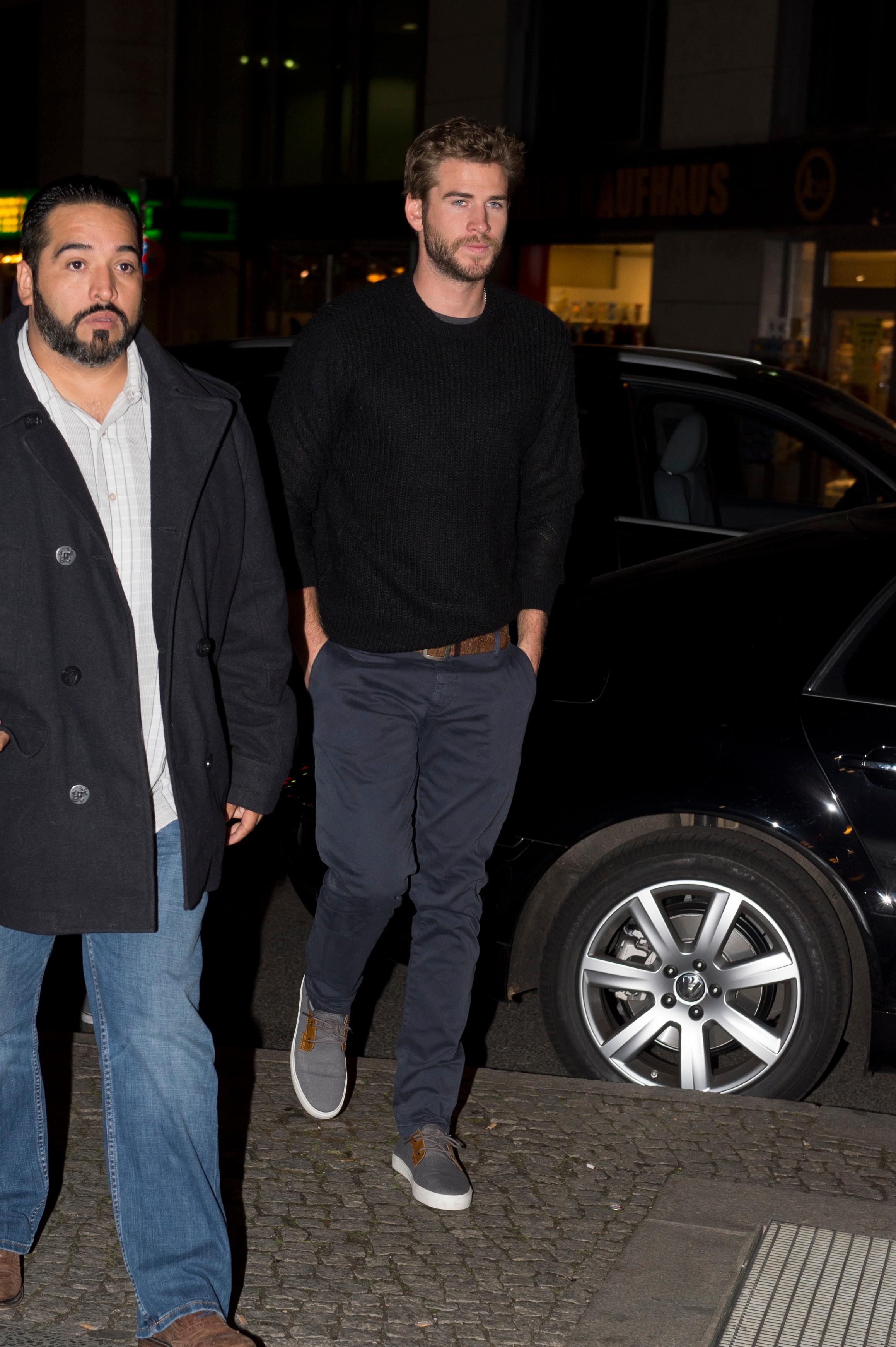 EXCLUSIVE: Jennifer Lawrence and Liam Hemsworth head out for dinner in Berlin with the rest of the cast from &#8220;The Hunger Games&#8221;