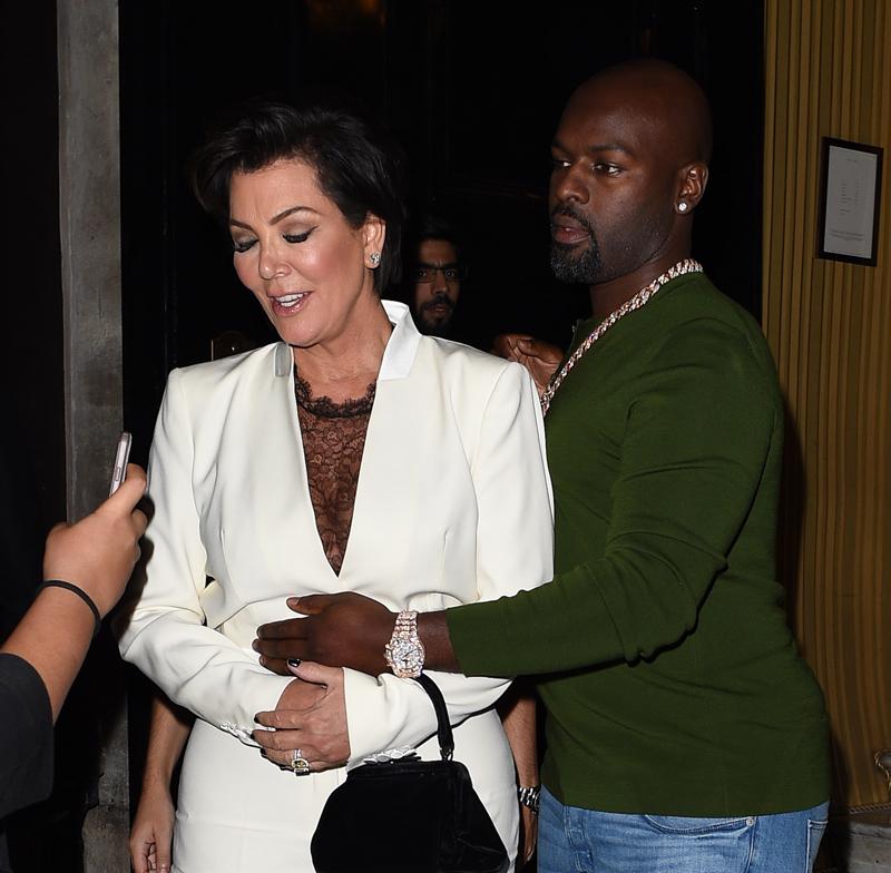 Kris Jenner looks worst for wear as she is helped to her waiting car by Corey Gamble after a 4 hour bender at the Costes Restuarnt in Paris.