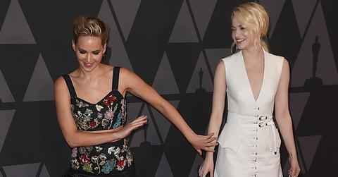 Jennifer lawrence emma stone half makeup golden globes main