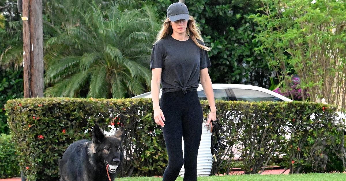 gisele bundchen shows body stroll newborn dog miami  month birth