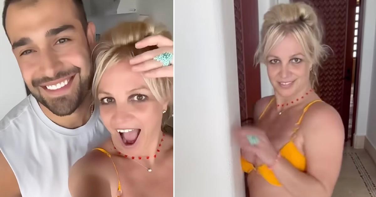 Britney Spears shares new close-up photo of her boobs spilling out of bra  and threatens to 'pop' them 'like a balloon