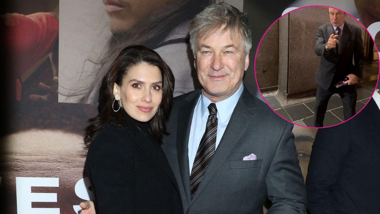 Image of Hilaria Baldwin with Alec Baldwin and (inset) Alec Baldwin. 