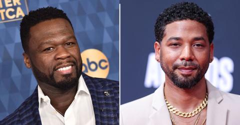 Split photo of 50 Cent and Jussie Smollett