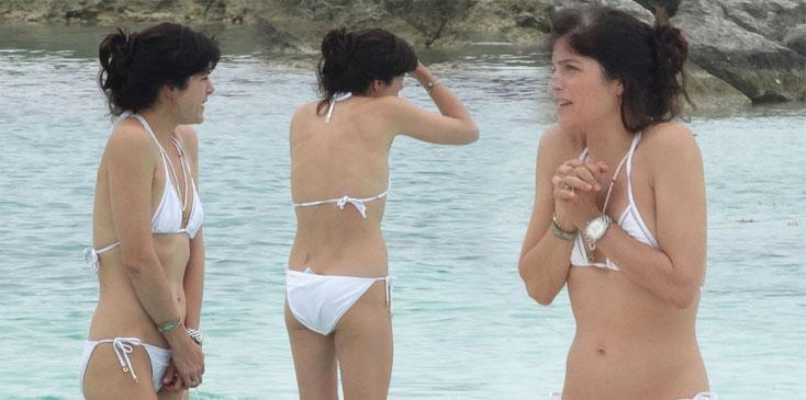 Selma blair scary skinny white bikini beach wide