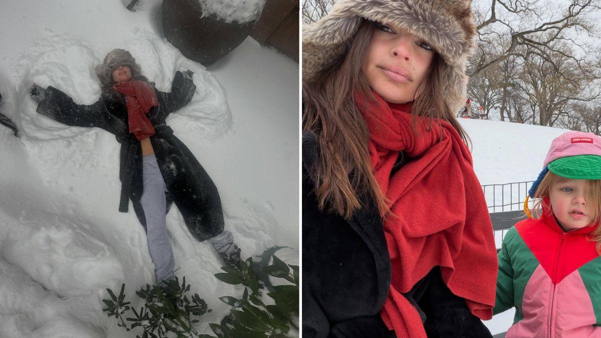 Photo of Fans loved that Emily Ratajkowski didn't let the winter storm keep her inside.
