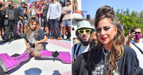 lady gaga posing on born this way mural