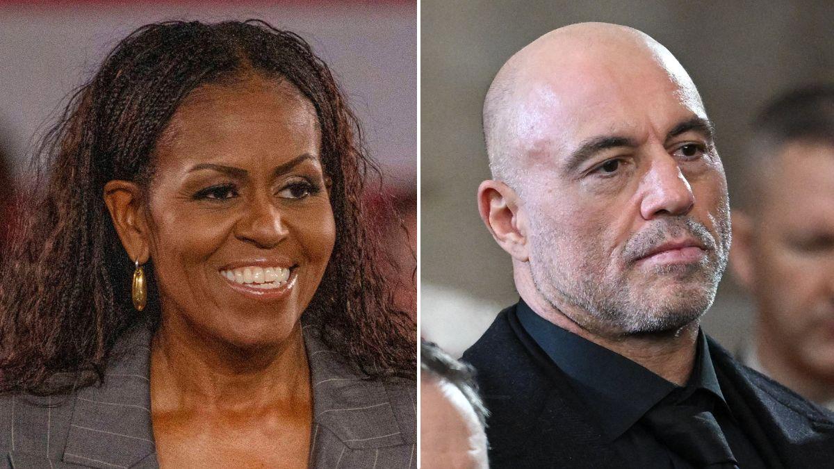 split image of Michelle Obama and Joe Rogan