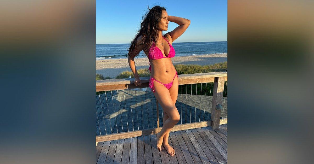 Photo of Padma Lakshmi flaunted her figure in a pink string bikini.