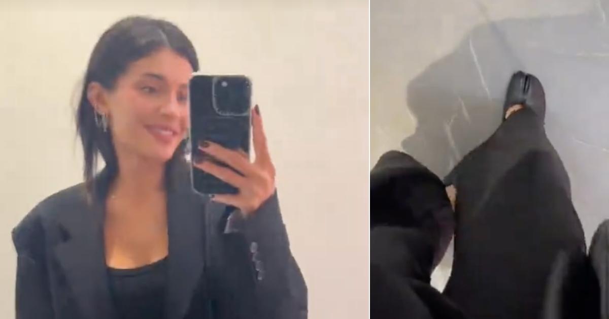 Photo of Kylie Jenner and a picture of her shoes.