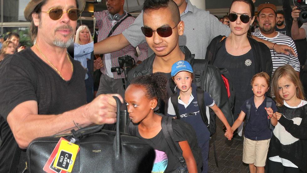 Brad pitt angelina jolie kids travelling airport