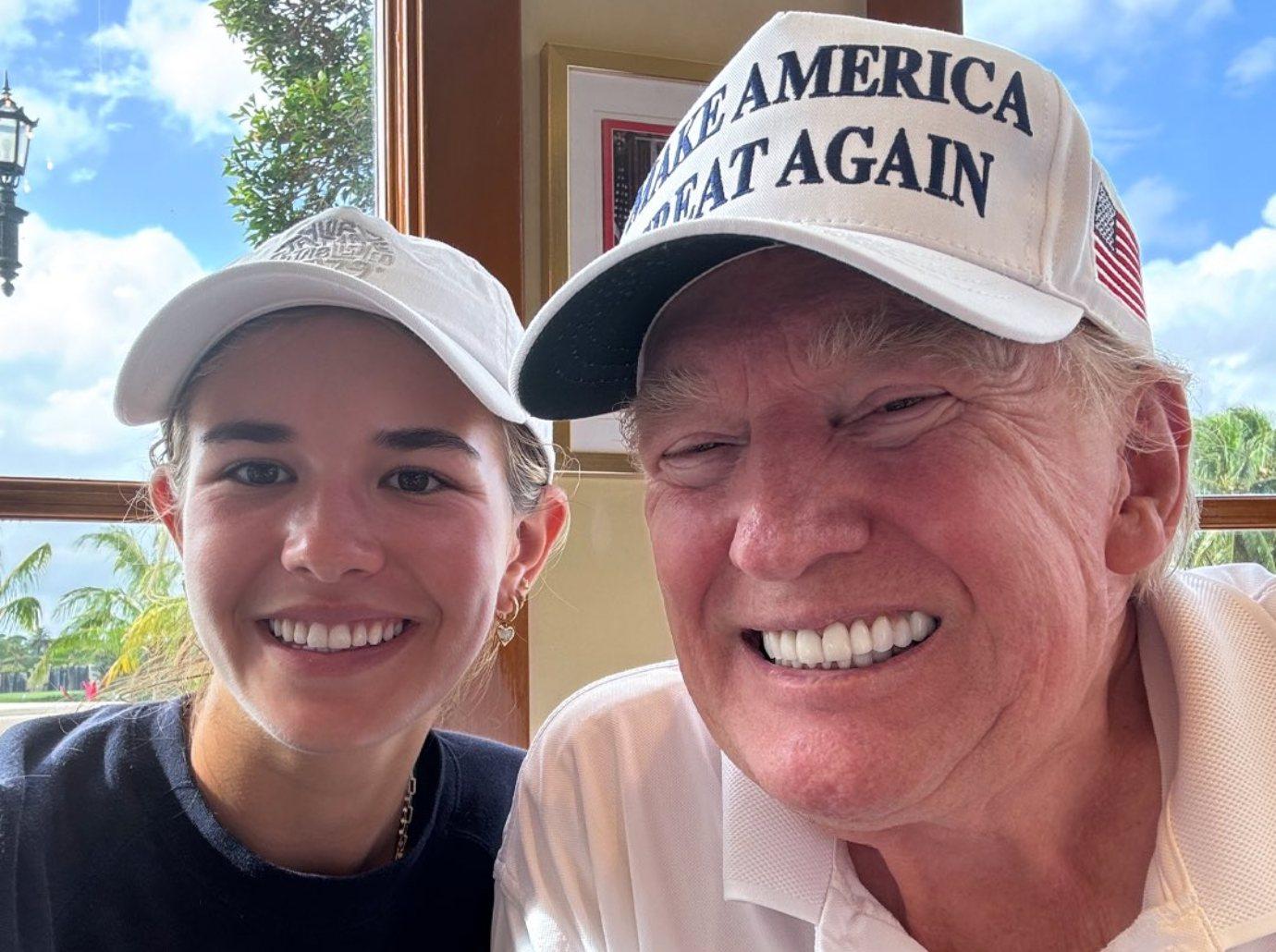 donald trump granddaughter kai golf uncle elon musk photos