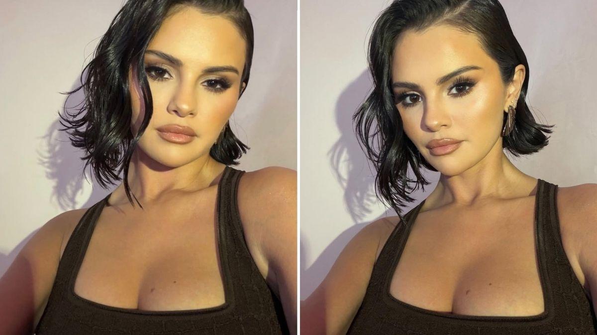 Photo of Selena Gomez's bronzy makeup look stole the show. 