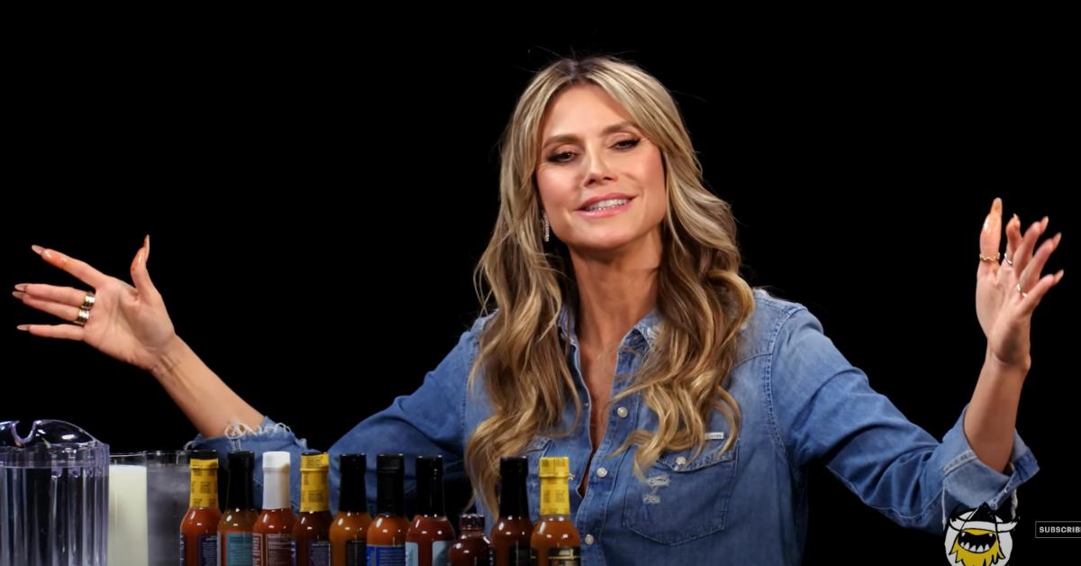 Heidi Klum Rips Off Shirt After Eating Spicy Wings On Hot Ones