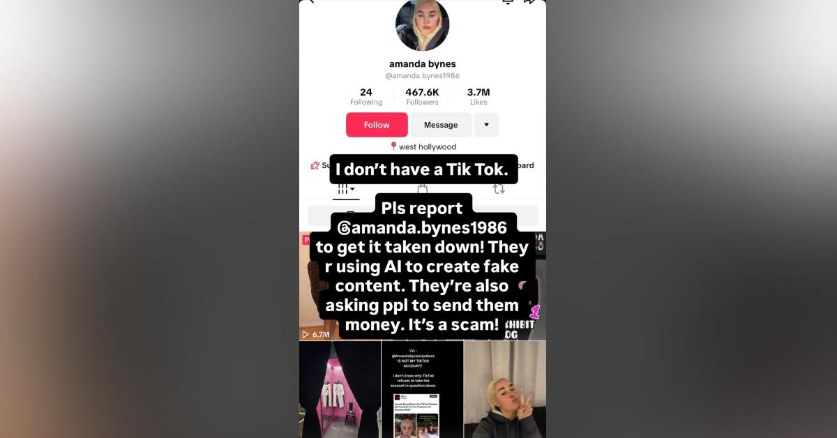 Photo of Amanda Bynes told fans a popular TikTok account is a 'scam' using AI-generated content.
