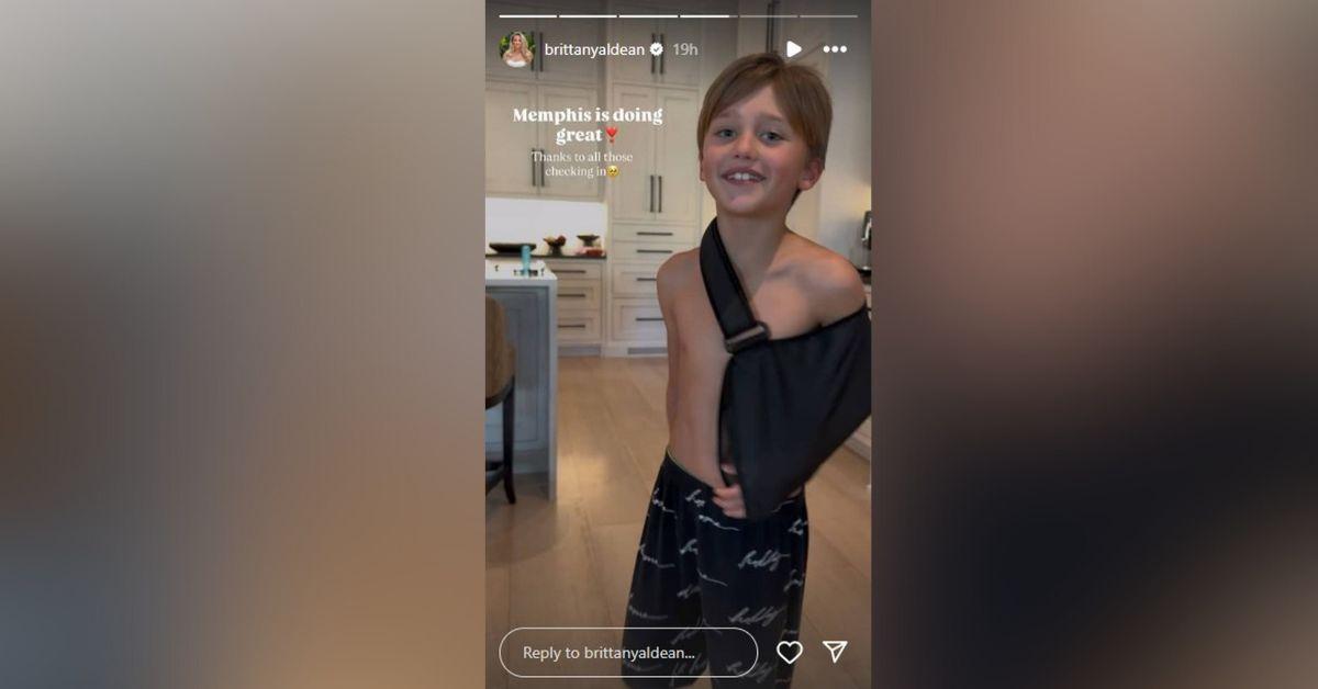 image of Brittany Aldean shared an update after their son broke his collarbone.