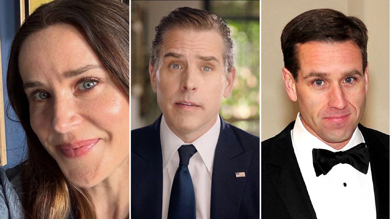 Split image of Image of Ashley Biden, Hunter Biden, and Beau Biden.