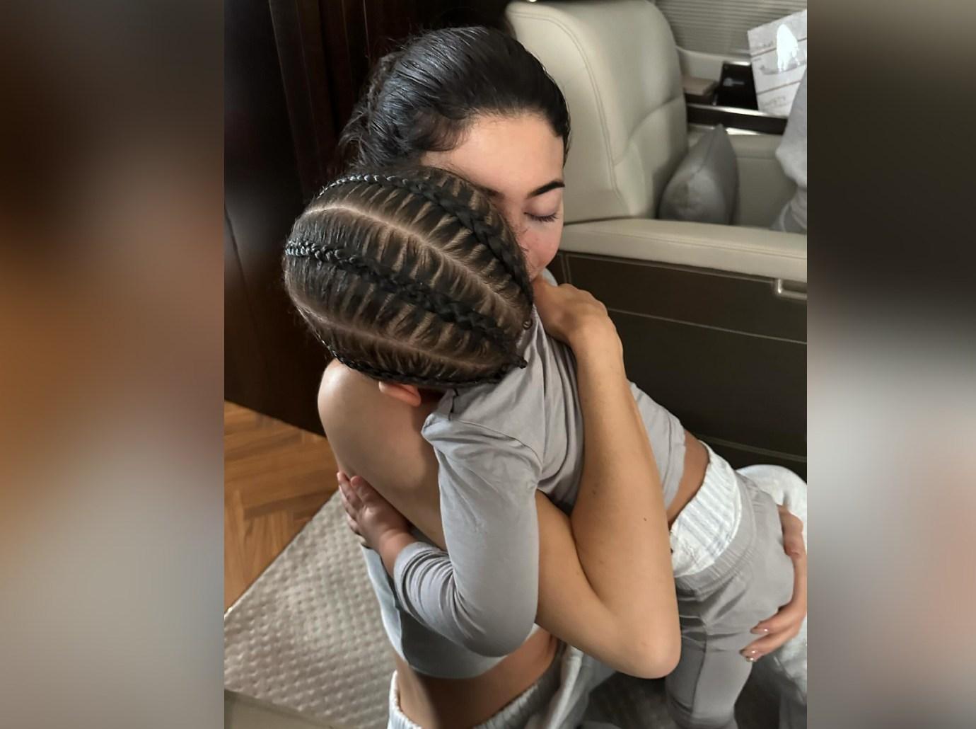 kylie jenner hugs son aire