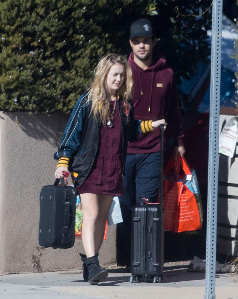 EXCLUSIVE: **PREMIUM EXCLUSIVE RATES APPLY** Billie Lourd leaves her Santa Monica home with rumored boyfriend Taylor Lautner, a day after the death of her mother, Carrie Fisher.