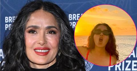 salma hayek red bikini birthday