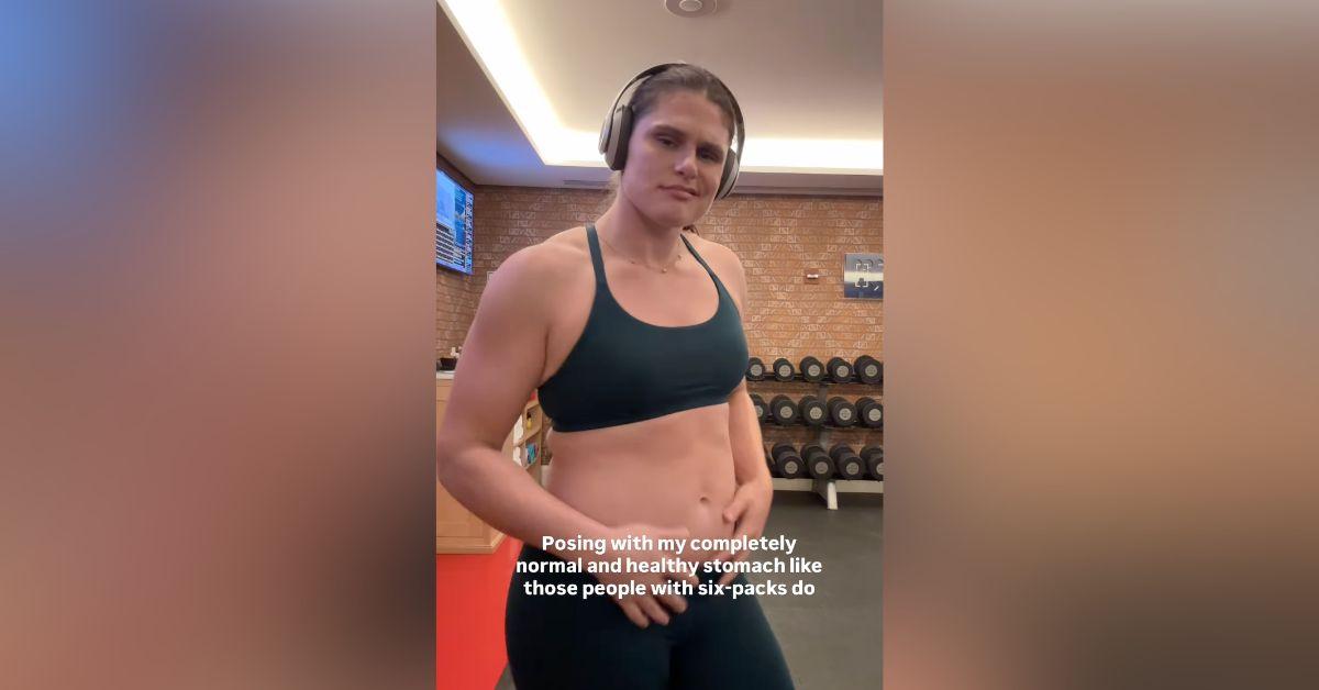 Image of Ilona Maher put her figure on full display at the gym.