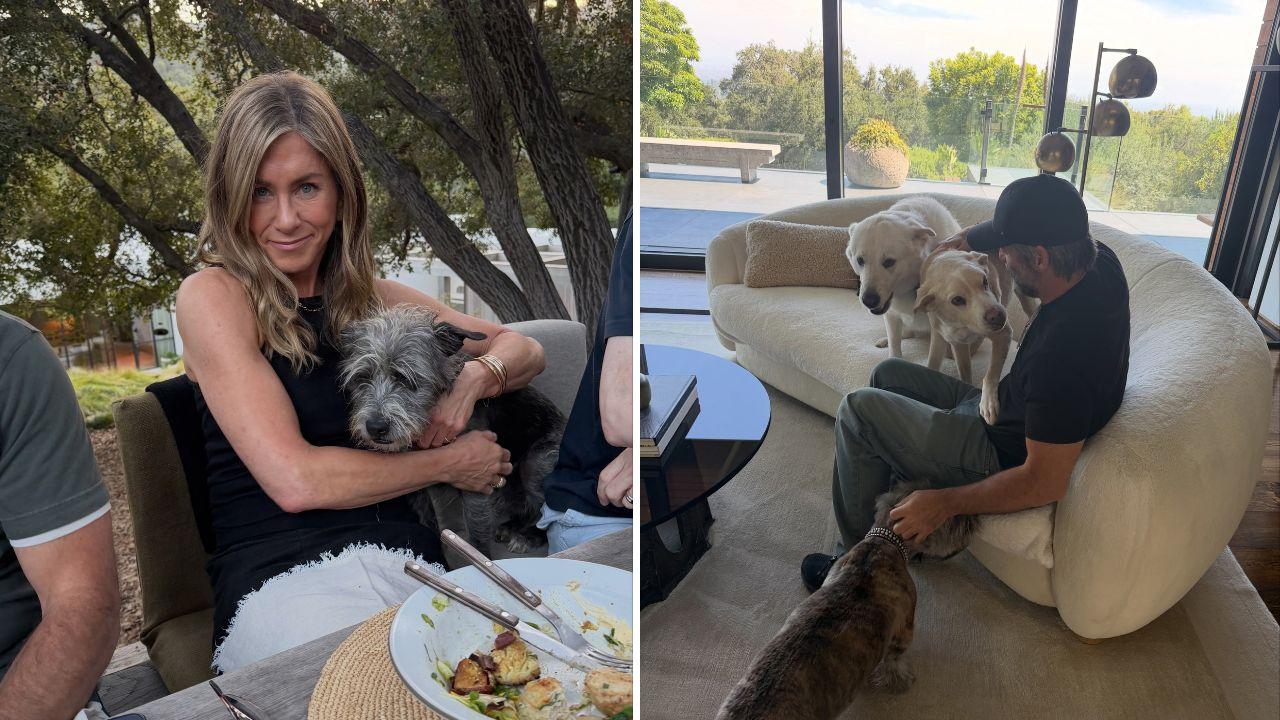 image of Jim Curtis appeared in the post while spending time with Jennifer Aniston's dogs.