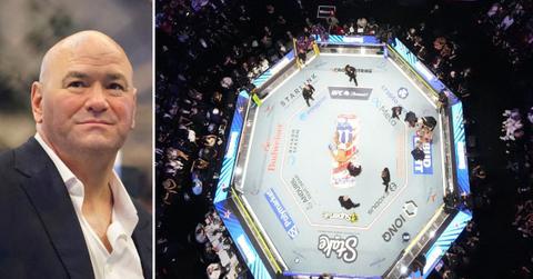 Composite photo of Dana White and the UFC event at the White House.