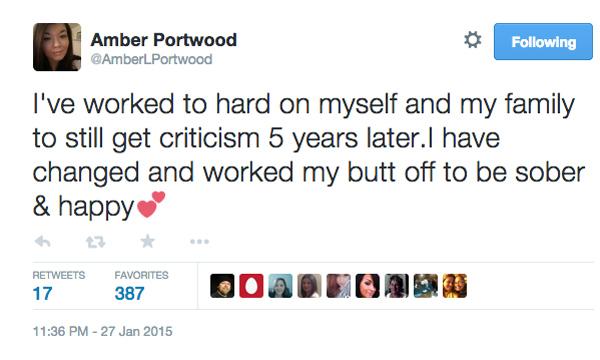 Amber portwood sober happy tweet