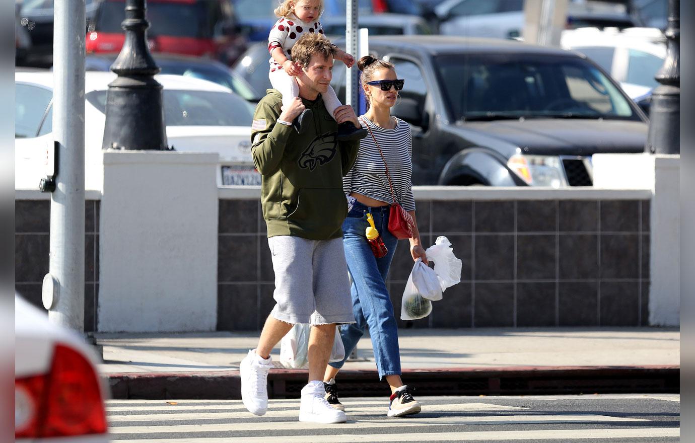 EXCLUSIVE: Bradley Cooper takes daughter and wife Irina to Farmers Market