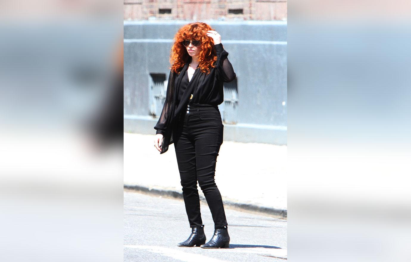 Natasha lyonne stuns black jeans blinged out shades 2