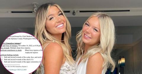 composite photo of idaho murders victims kaylee goncalves and madison mogen and autopsy findings