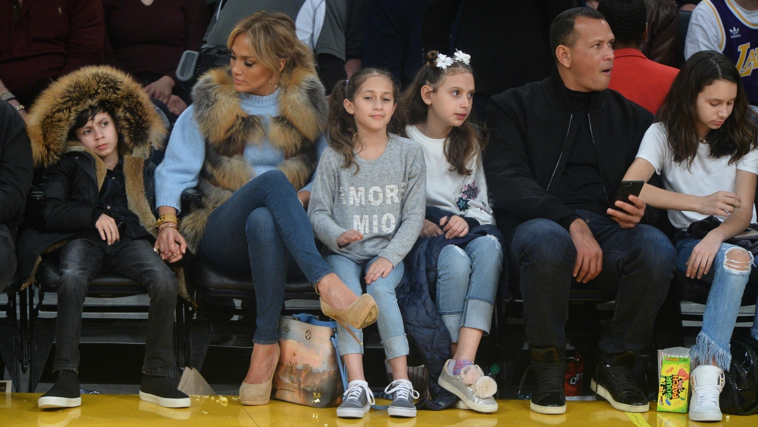 Jennifer Lopez and Alex Rodriguez Enjoy 'Family Night' With Kids at Lakers  Game